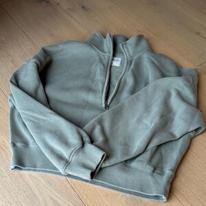 Abercrombie & Fitch Olive Quarter-Zip Pullover, XS